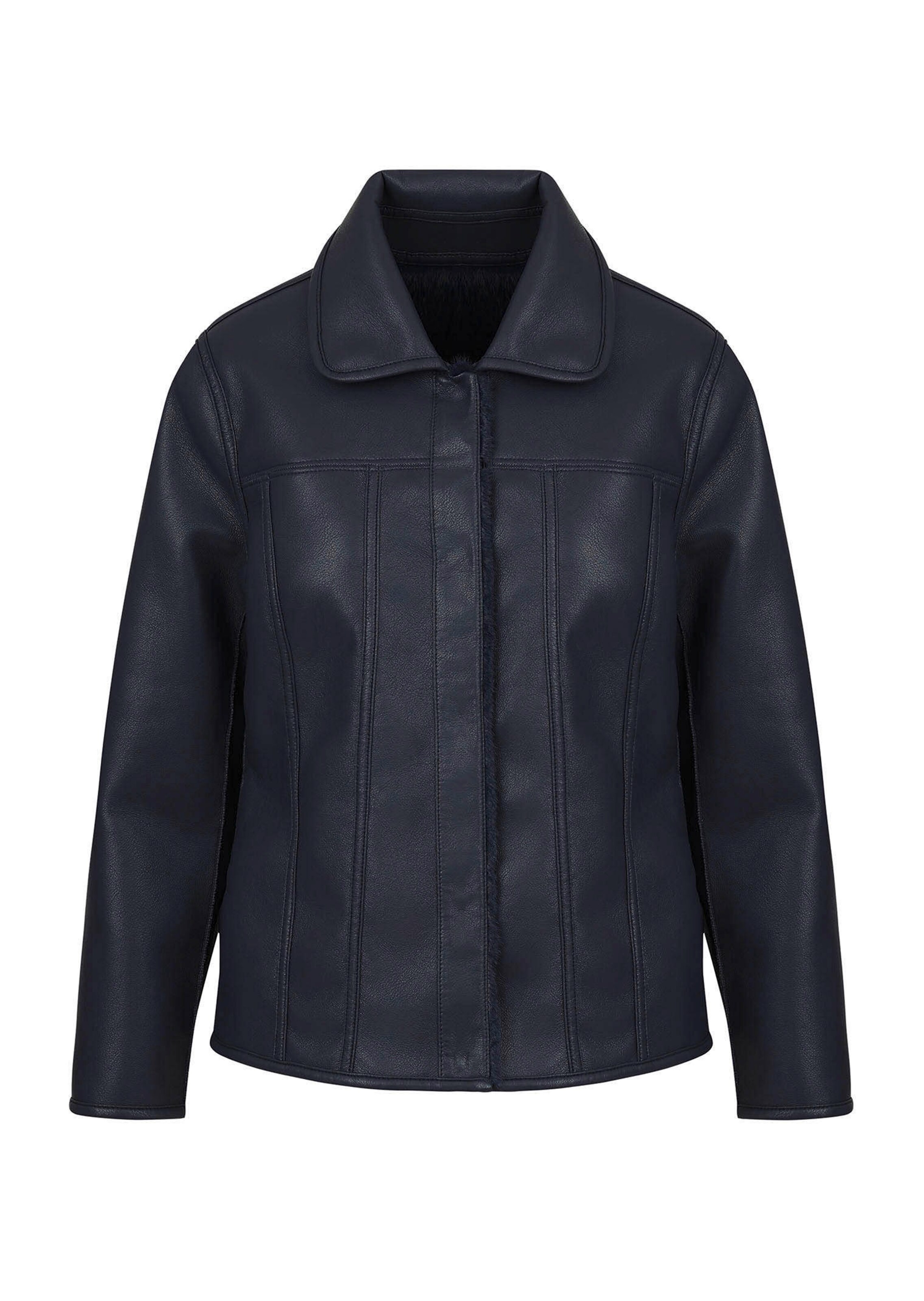 Omkeerbaar jack met leer- en bontlook
