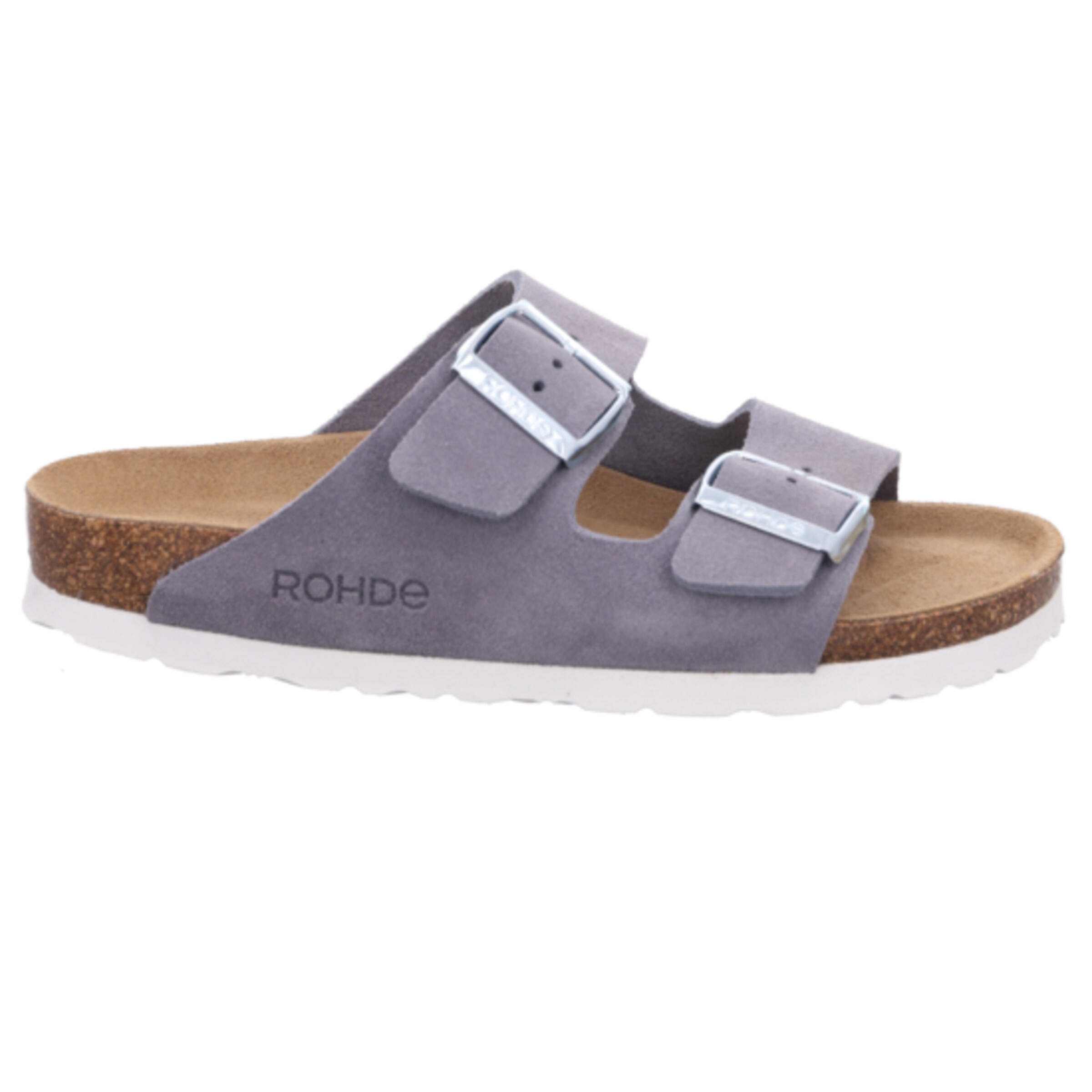 Veloursleder-Pantolette mit Schnallen