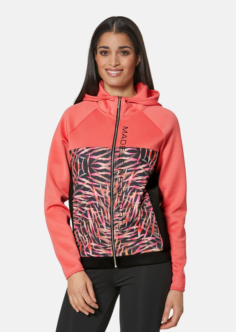 Hooded jacket in a mix of colours and patterns