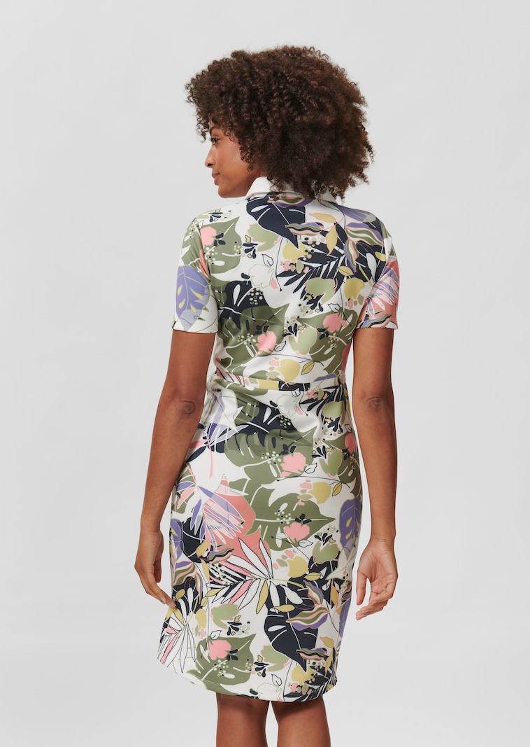 Polo dress with abstract floral print and lace collar in white / multi-coloured | MADELEINE Fashion Polo dress with abstract floral print and lace collar in white / multi-coloured | MADELEINE Fashion