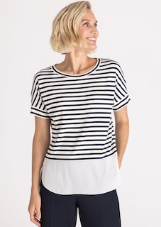 T-shirt à rayures avec base rapportée thumbnail 1