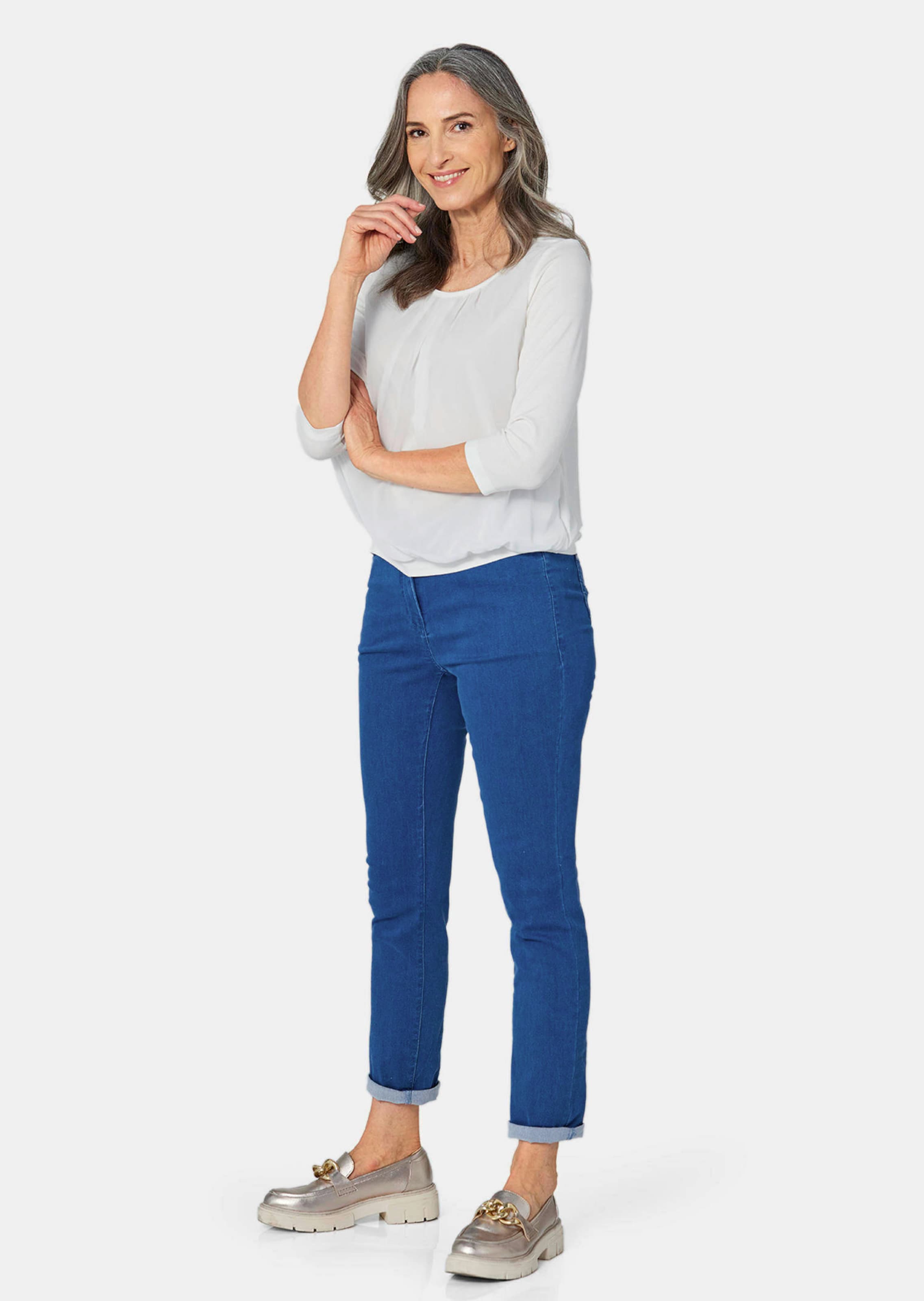 Élégant T-shirt aspect chemisier - crème - Gr. 21 de Goldner Fashion