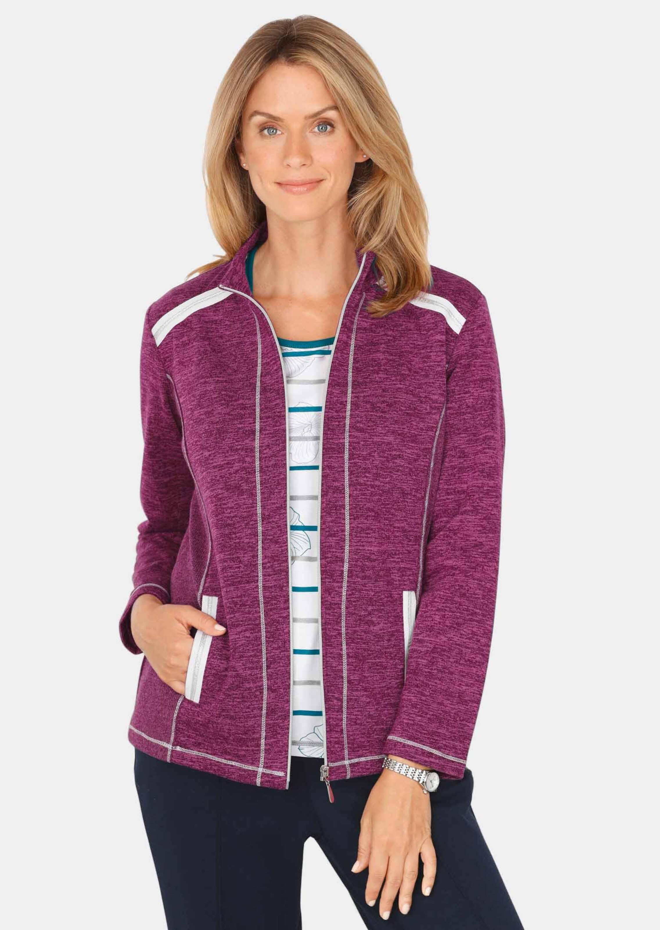 Veste à col droit en tricot polaire