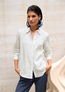 Hemdbluse mit feinen Streifen thumbnail 7