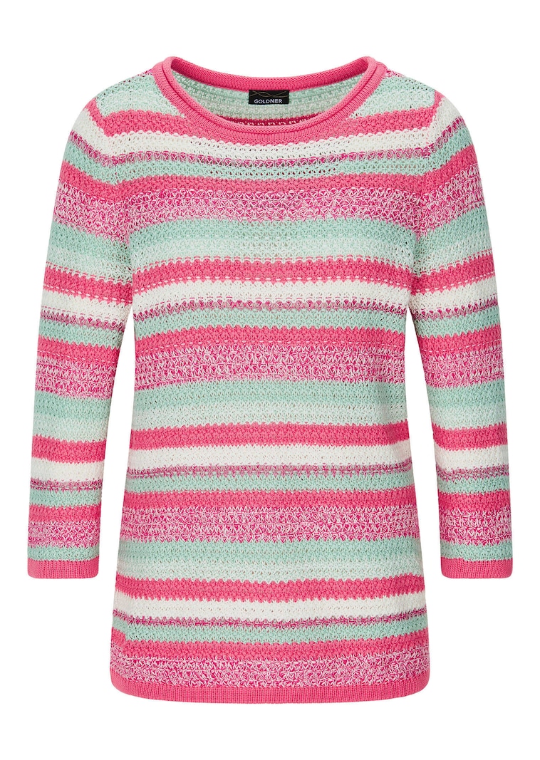 Pull à rayures avec encolure bateau