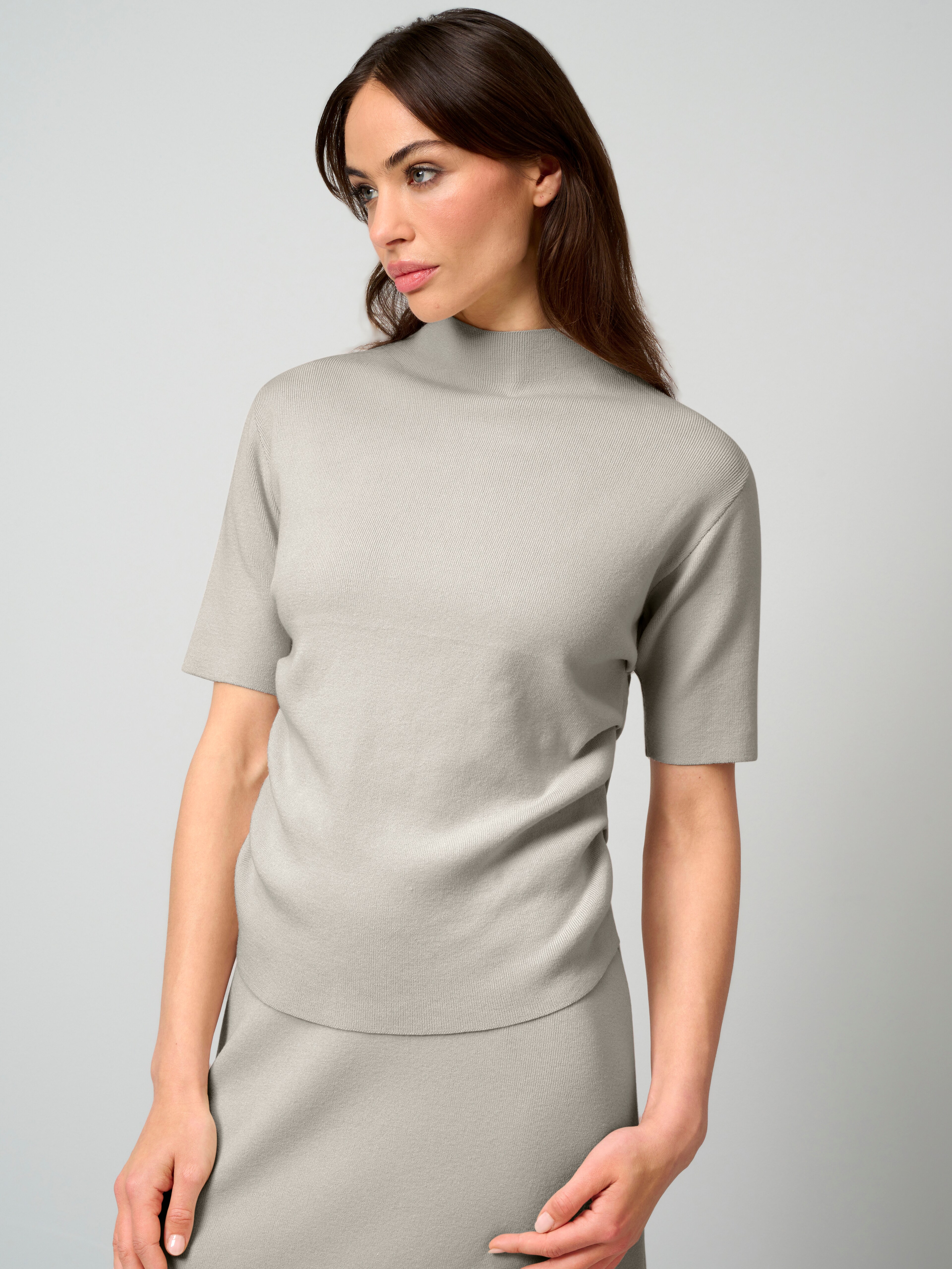 Strickshirt mit seitlicher Raffung