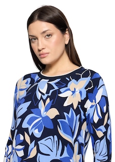 Feinstrickpullover mit Ringel-Blüten-Druck thumbnail 4