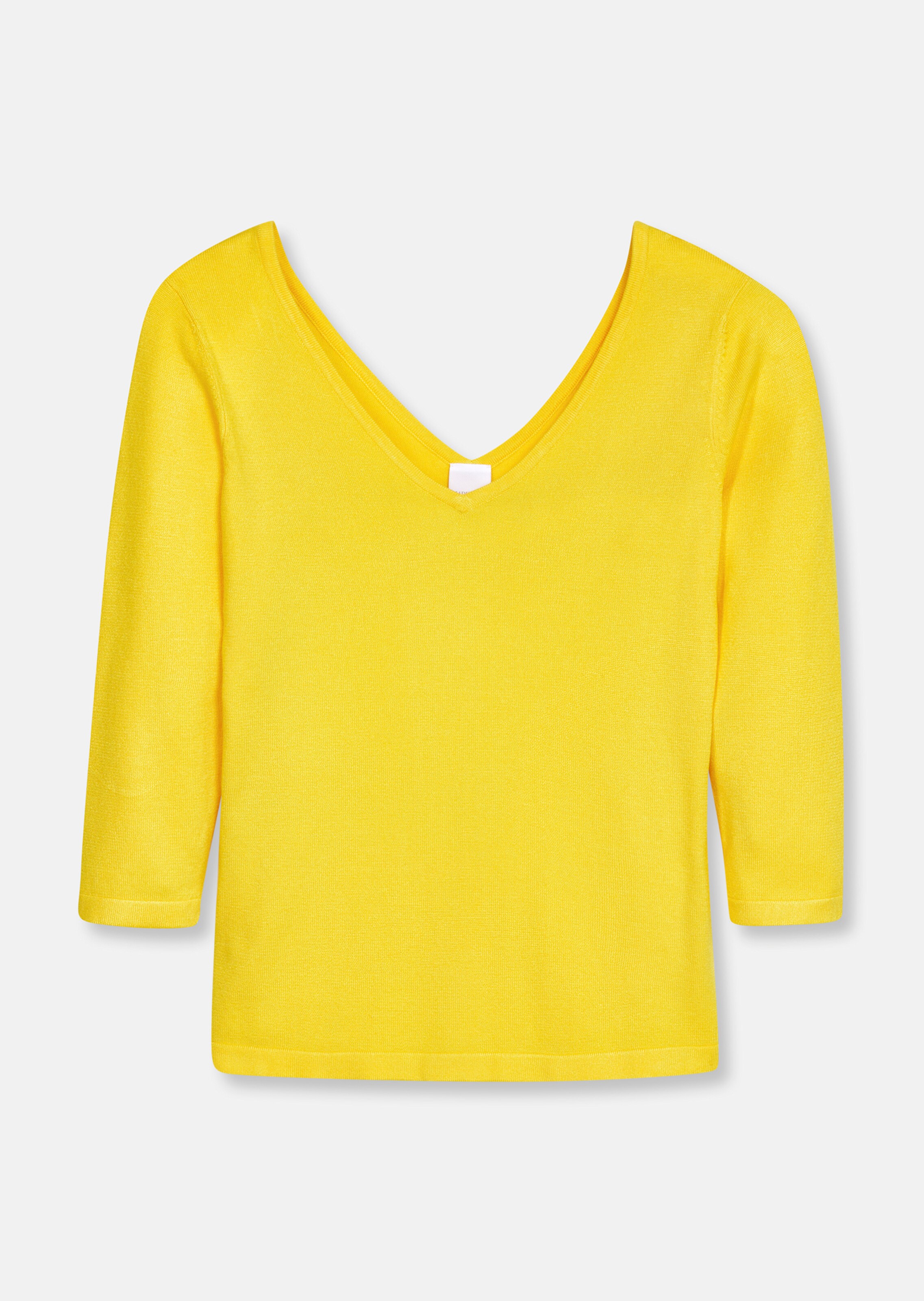 Pull Léger En Lin Jaune Soleil OUI - Manches 3/4 Taille 44 - Occasion Très Bon État