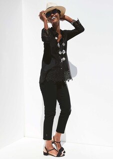 Baumwoll-Bluse mit Spitzen-Abschlüssen thumbnail 2