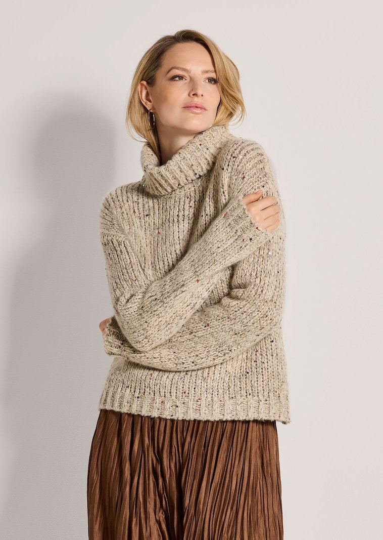 Rollkragenpullover mit Pailletten