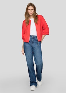 Verkort jersey jasje met glitterdetail thumbnail 2