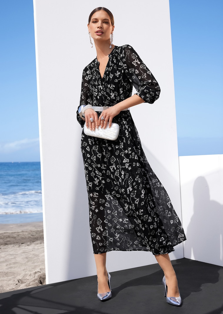 Robe longue à effet cache-cœur