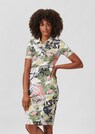 Polo dress with abstract floral print and lace collar thumbnail 1