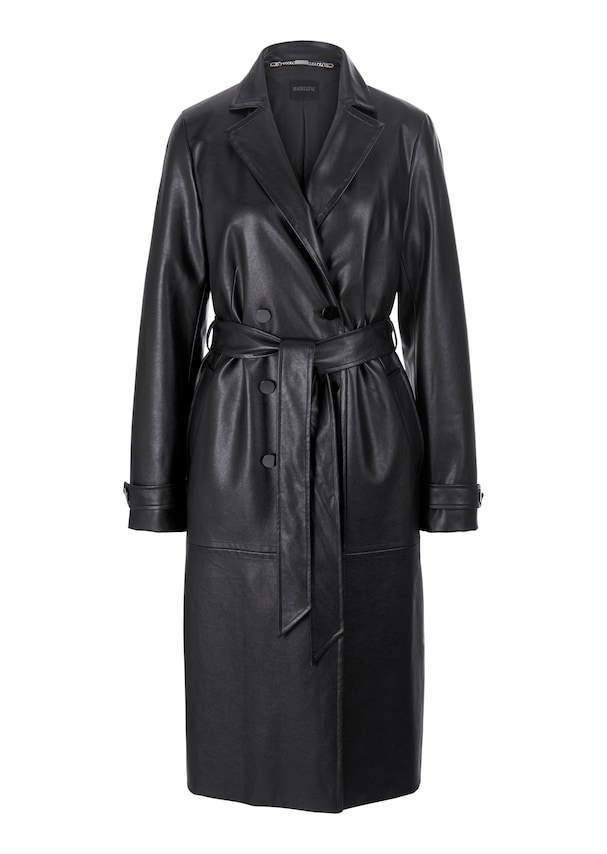 Padded trench coat in leather look 5