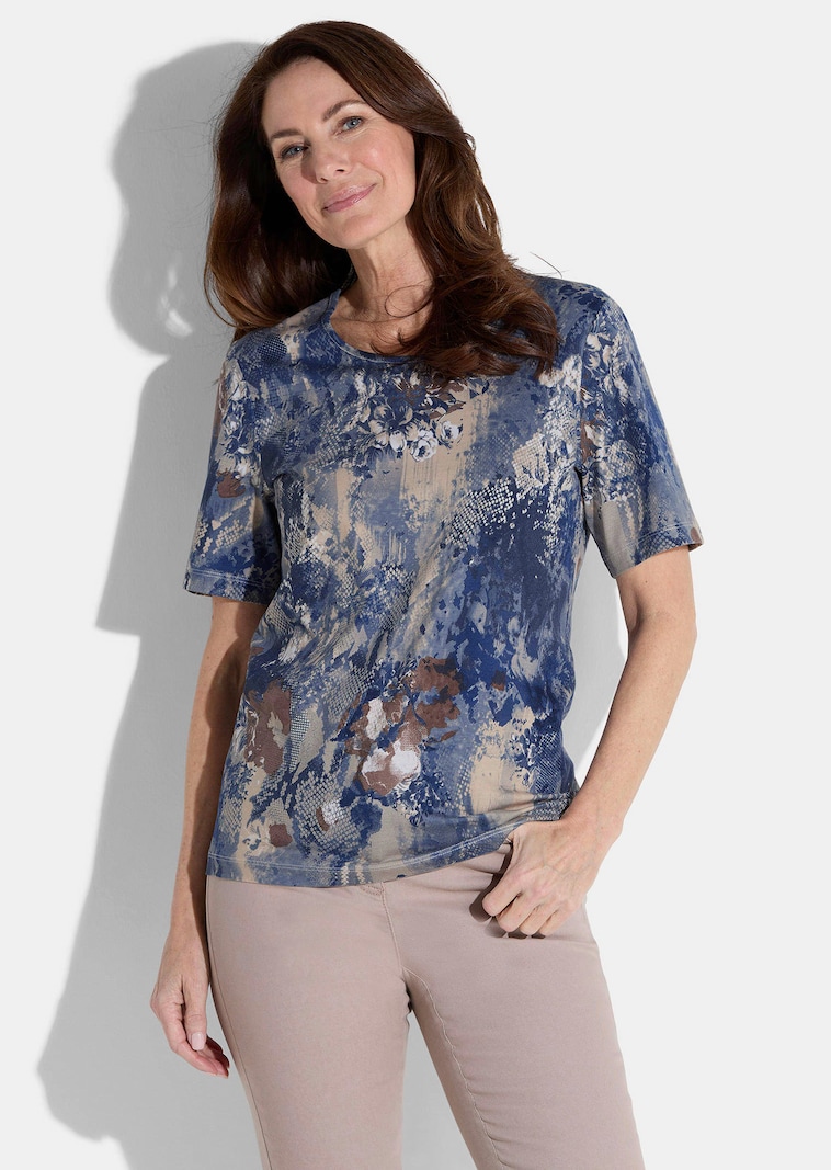 Shirt in Animal Print mit Blumen