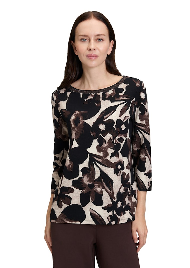 Blumenshirt aus dichter Strukturware