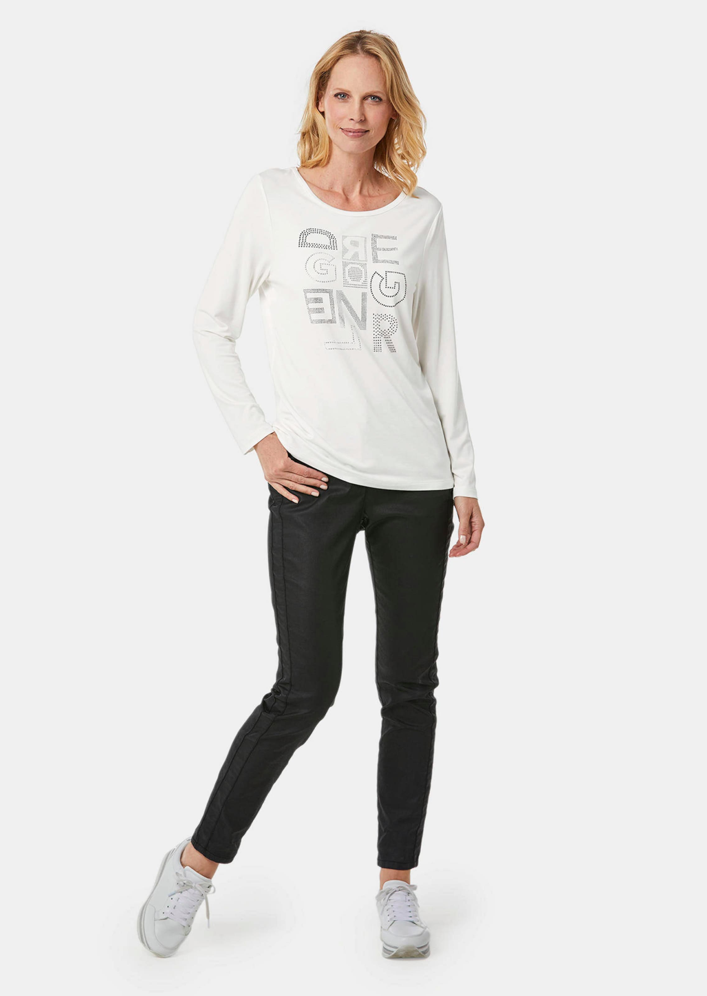 Confortable T-shirt avec pierres scintillantes - crème / à motifs - Gr. 23 de Goldner Fashion