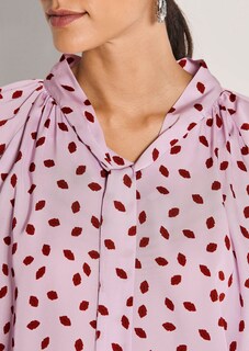 Bluse mit Kussmund-Print und Bindeband thumbnail 5