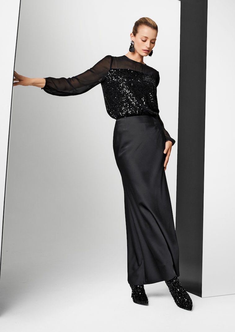 Chiffon-Bluse mit Pailletten