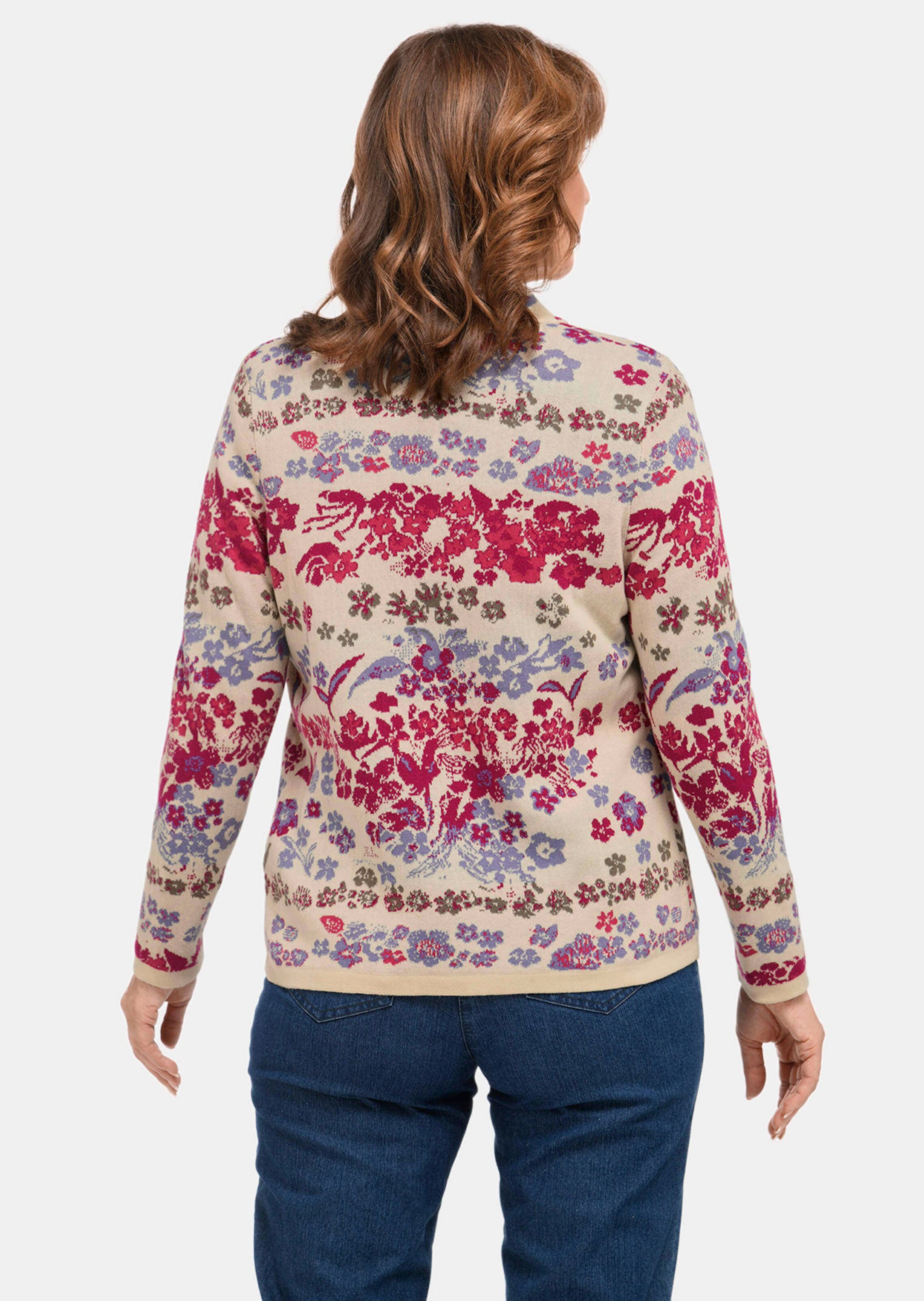 Cardigan à motif jacquard - taupe / multicolore / à motifs - Gr. 42 de Goldner Fashion