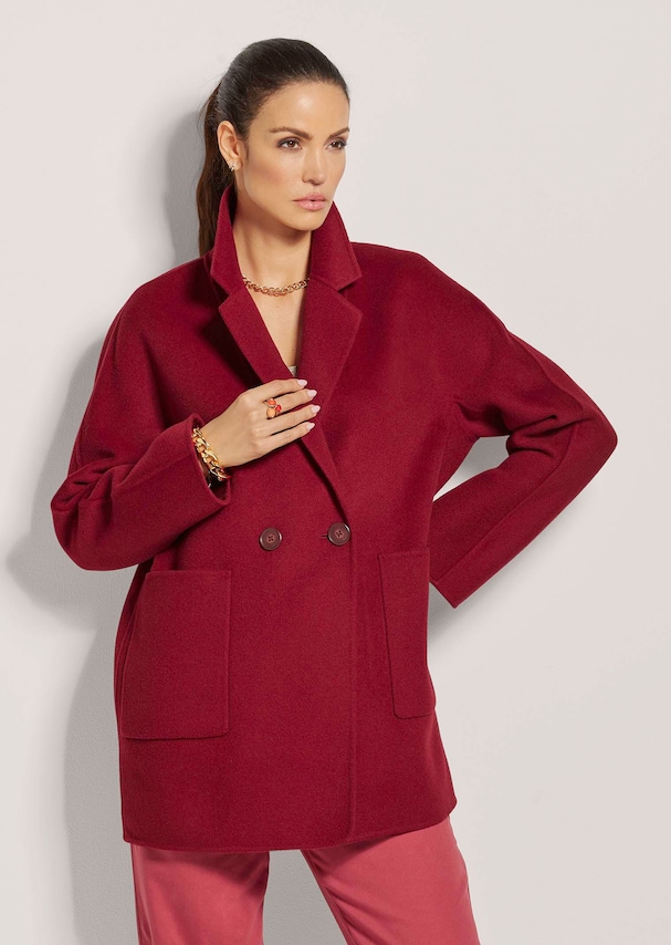 Doubleface-Mantel aus reiner Wolle