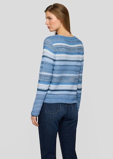 Gestreepte pullover van structuurtricot thumbnail 3