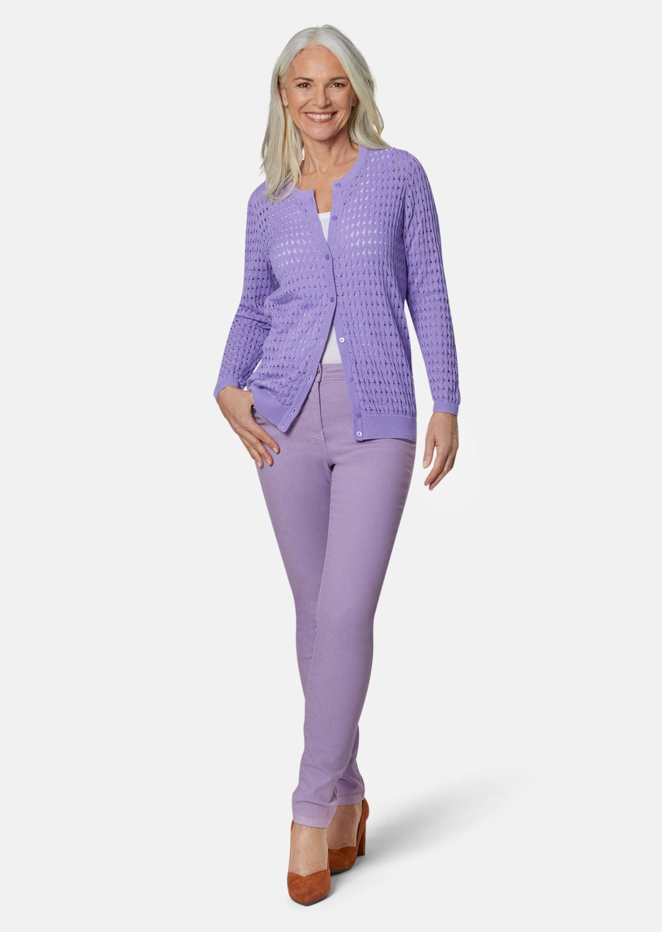 Cardigan ajouré - mauve - Gr. 48 de Goldner Fashion