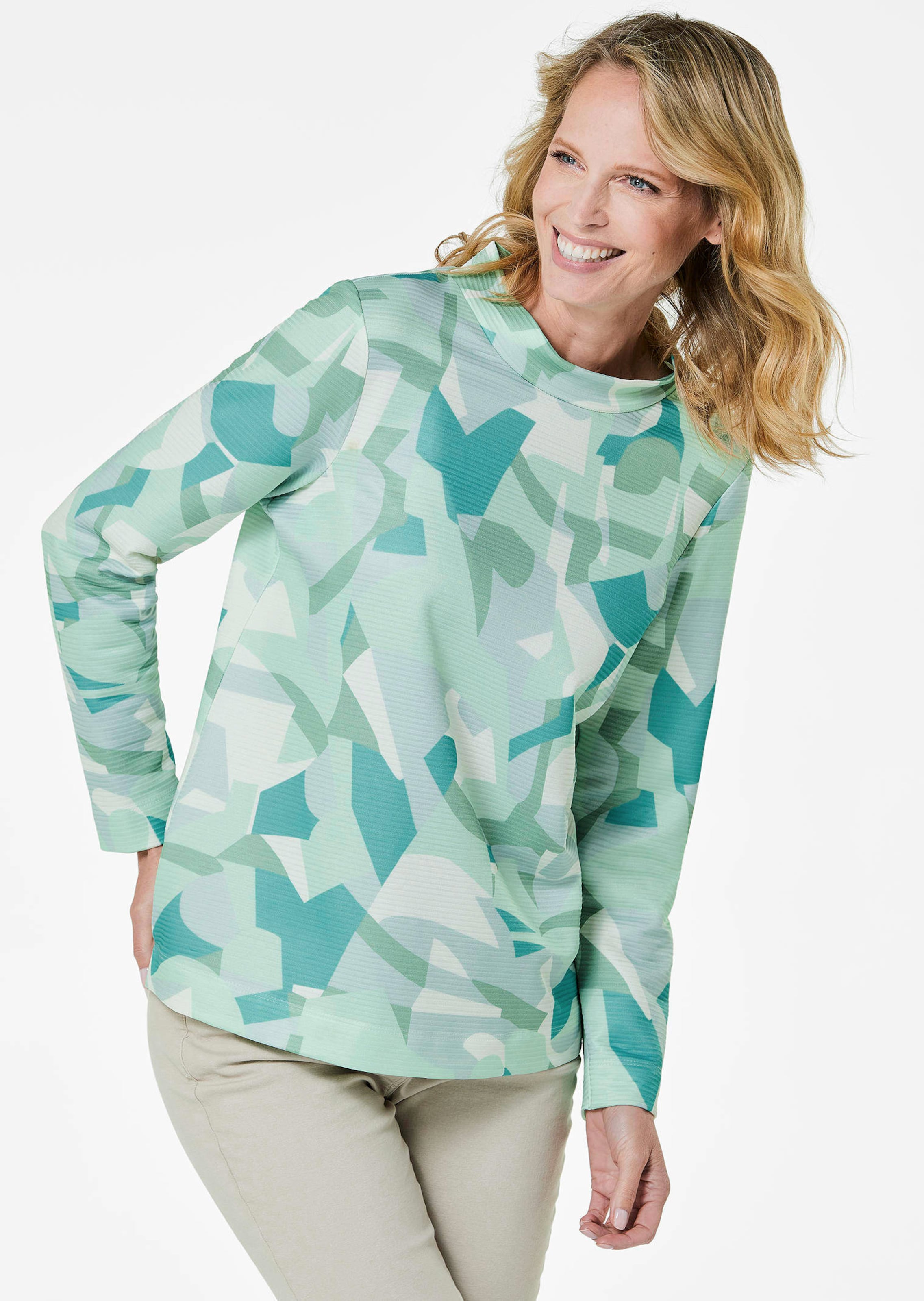 Sweatshirt met opstaande kraag en all-over dessin