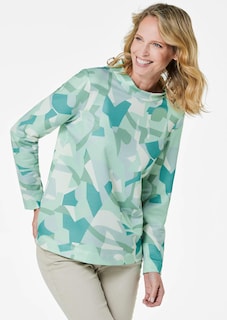 Sweatshirt met opstaande kraag en all-over dessin thumbnail 1