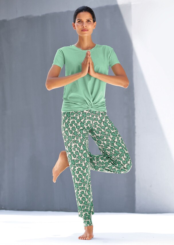 Yoga-Hose mit Blätterprint