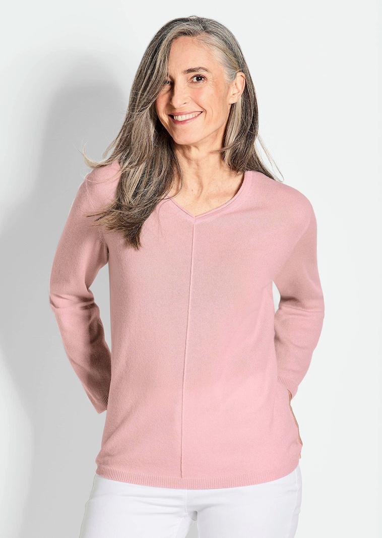 V-päänteinen kashmirneule