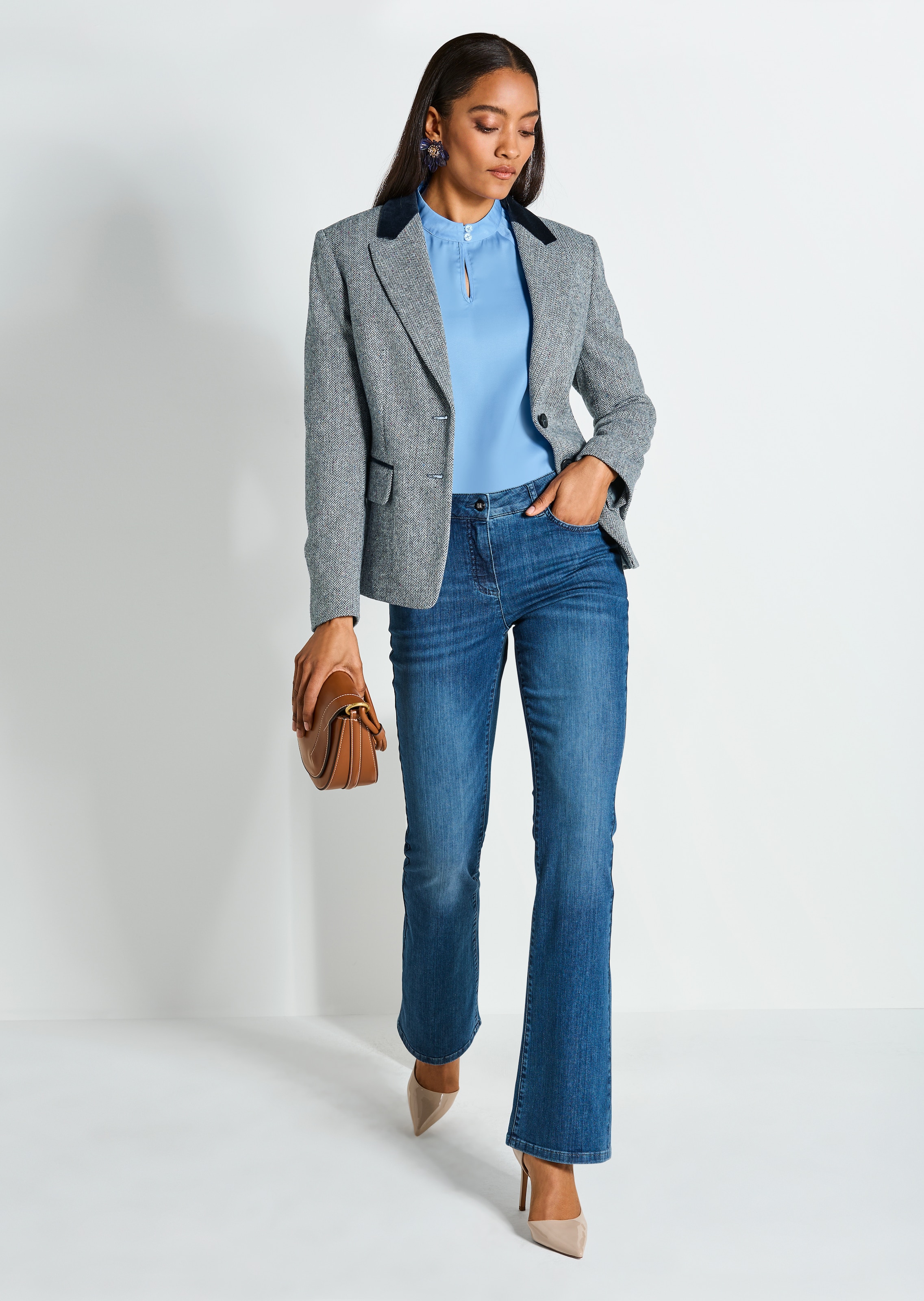 Blazer mit Samt-Akzenten