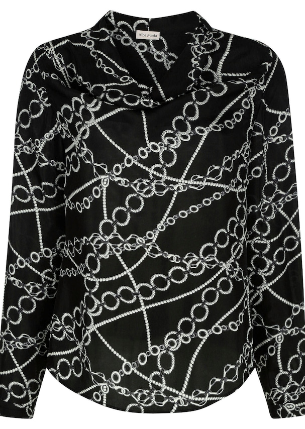 Bluse mit Wasserfallkragen 1