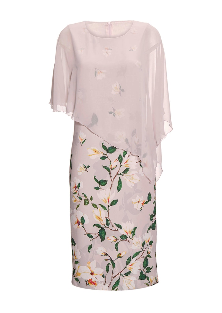 Kleid mit floralem Druck und Chiffonüberwurf