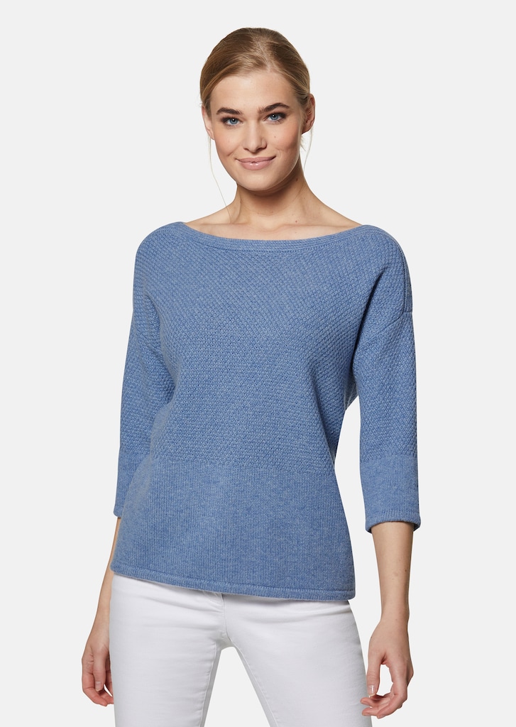 Cashmere jumper with textured mix