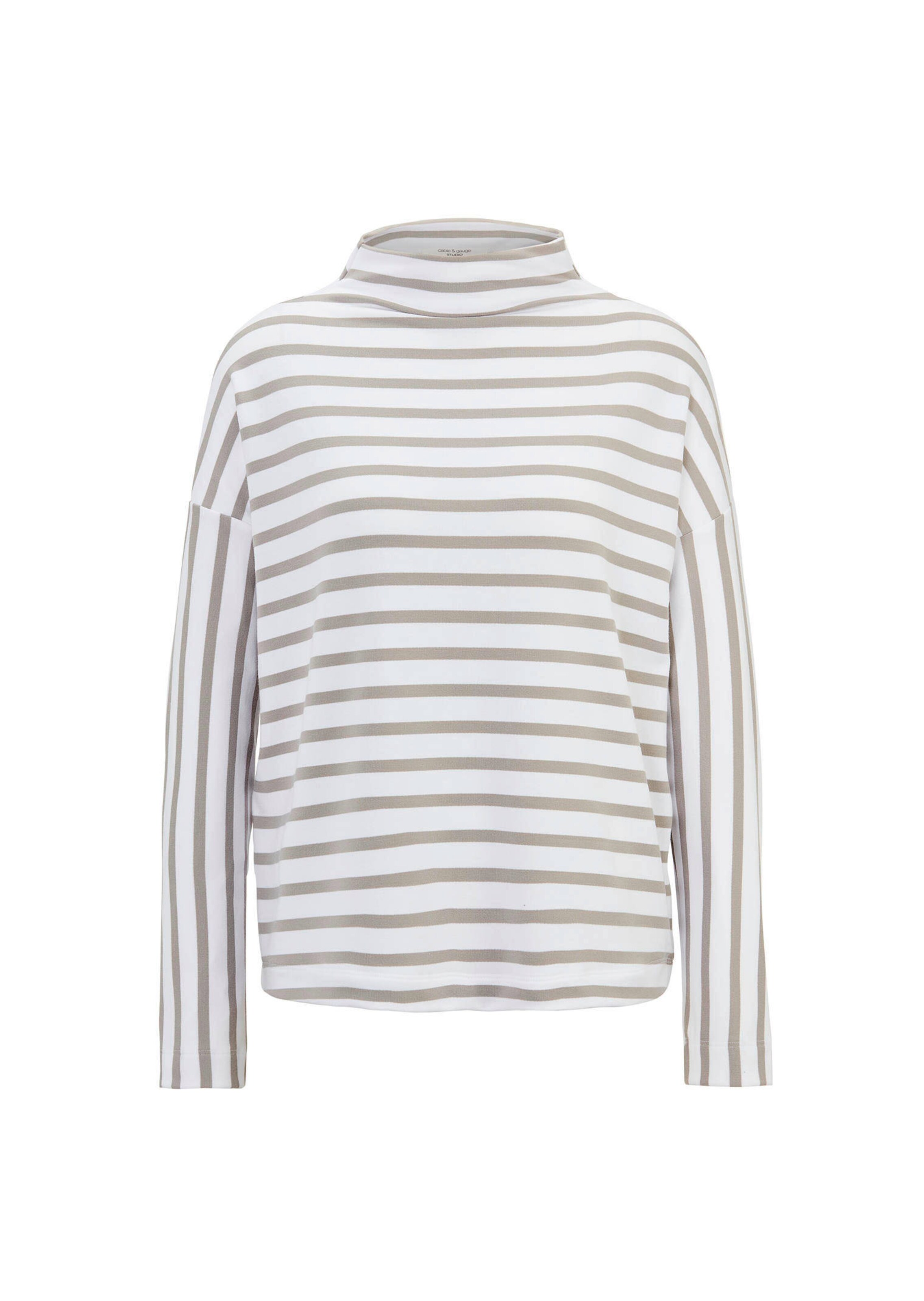 T-shirt décontracté à rayures, avec col roulé