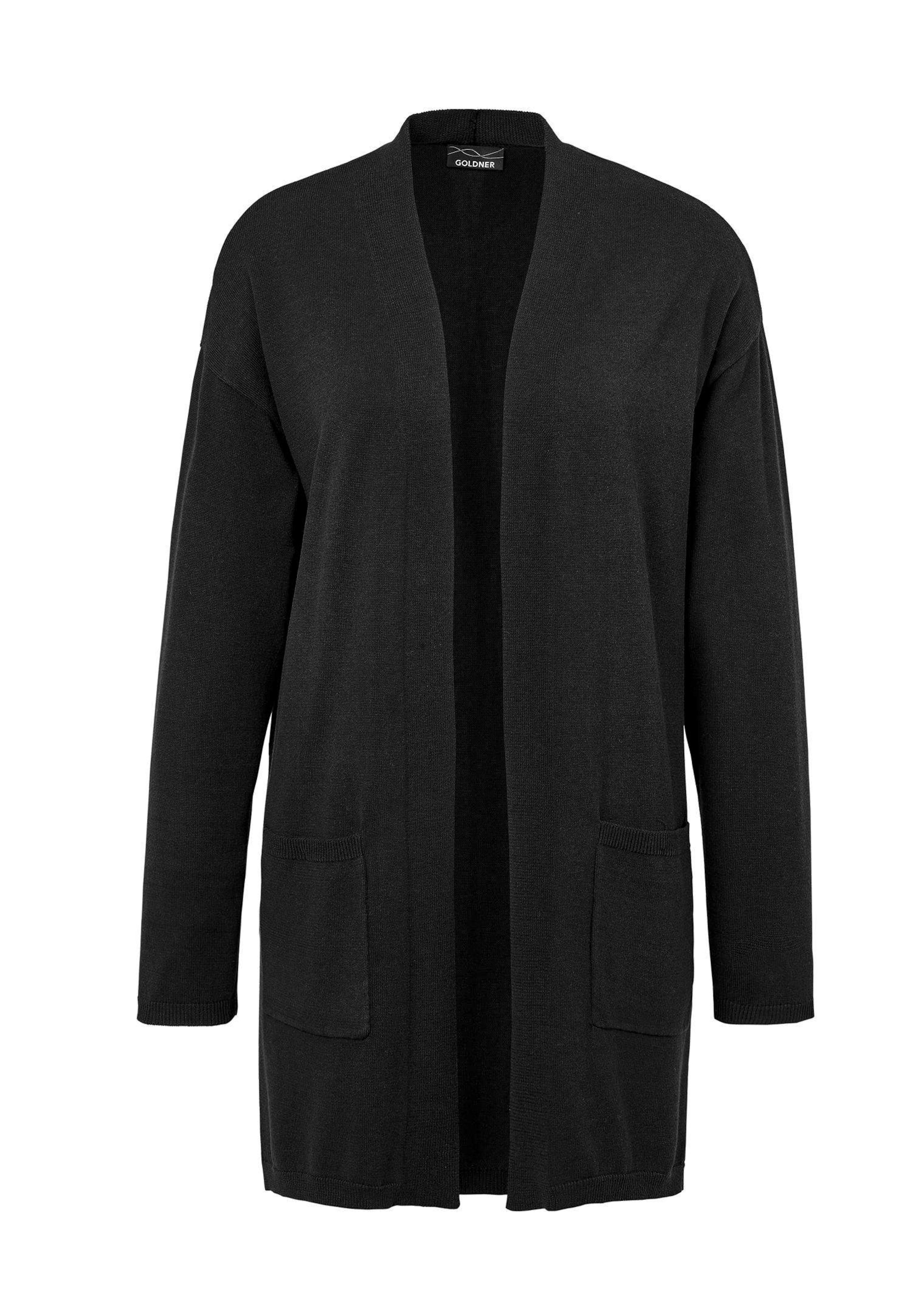 Longstrickjacke mit aufgesetzten Taschen