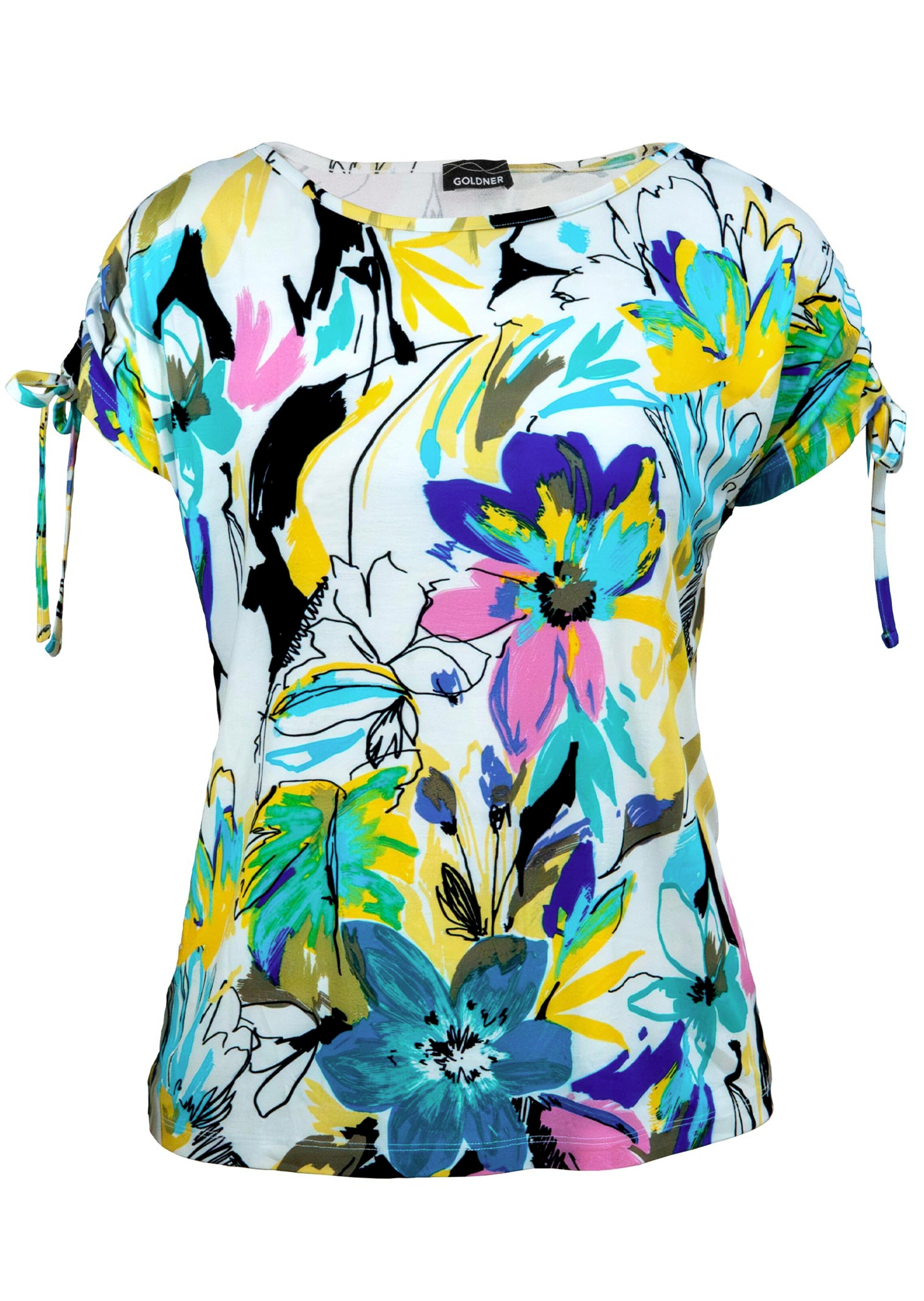 Jersey-Shirt mit gerafften Schultern