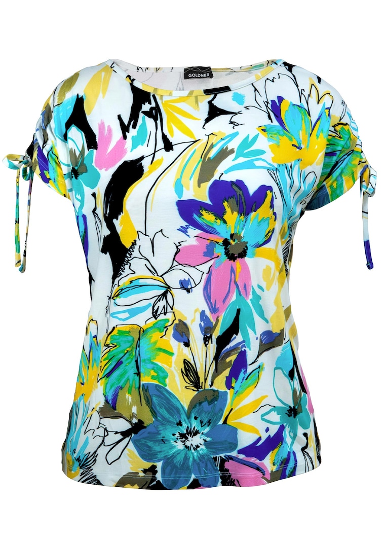 Jersey shirt met aangerimpelde schouders