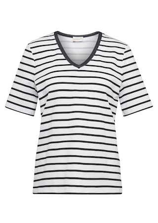 zwart / wit / gestreept Shirt met ingewerkte strepen van zachte interlock