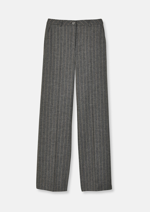 Wide pinstripe trousers with a herringbone texture 5