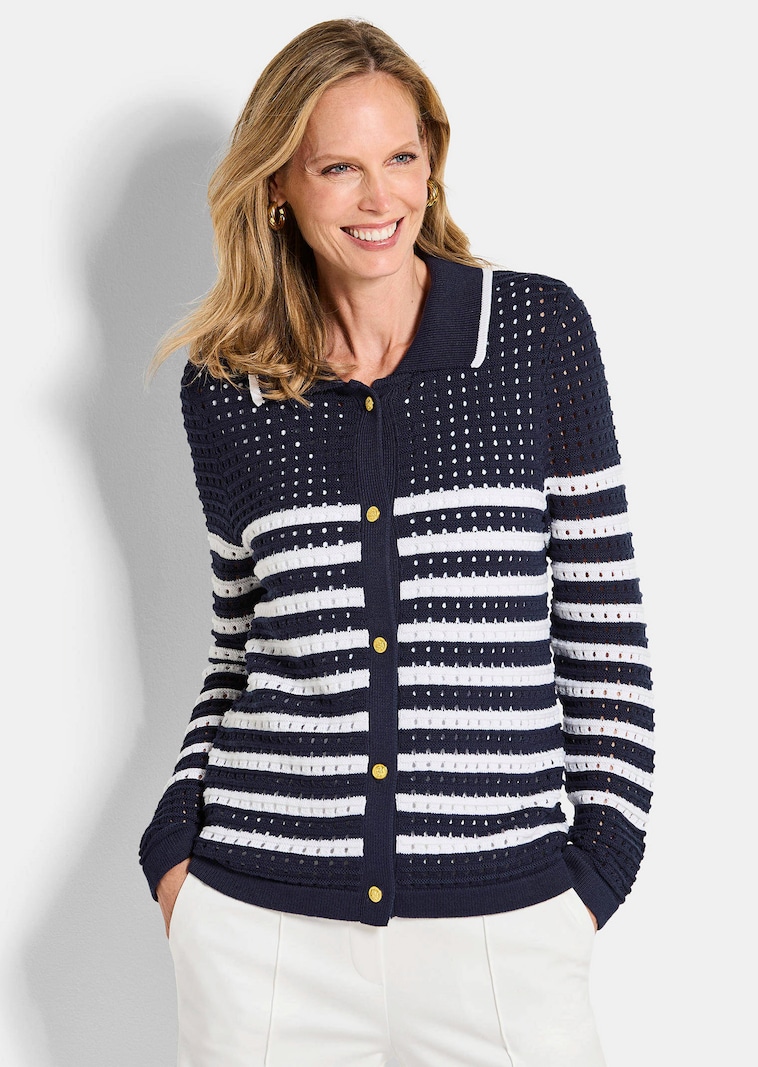 Strickjacke mit Polokragen