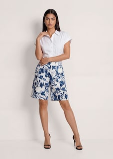 Linnen bermuda met bloemenprint thumbnail 3