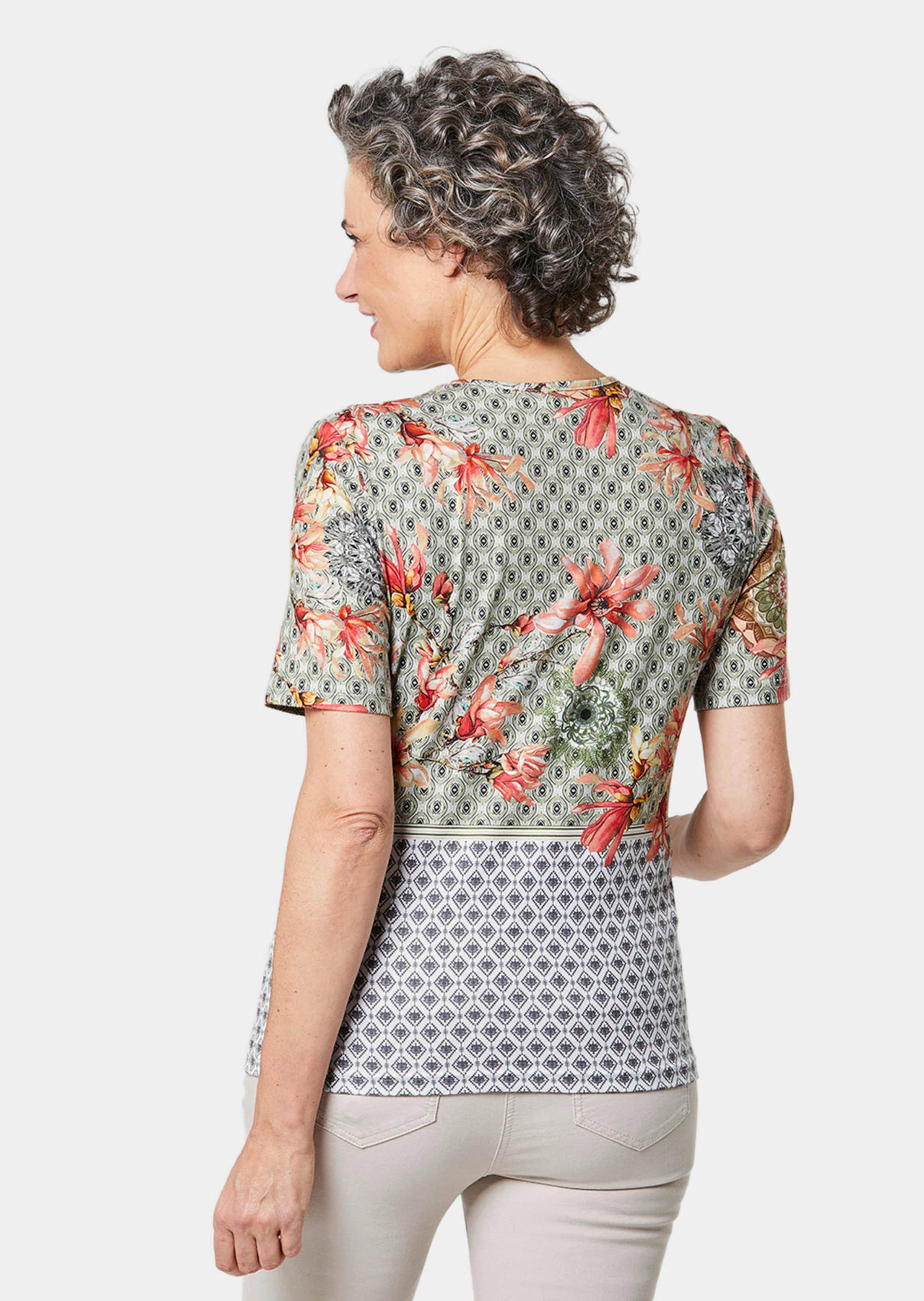 Confortable T-shirt imprimé en mélange de matières - corail / à motifs - Gr. 52 de Goldner Fashion