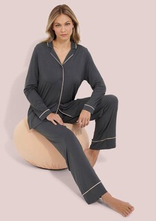 Seidig glänzender Pyjama aus Modal thumbnail 3