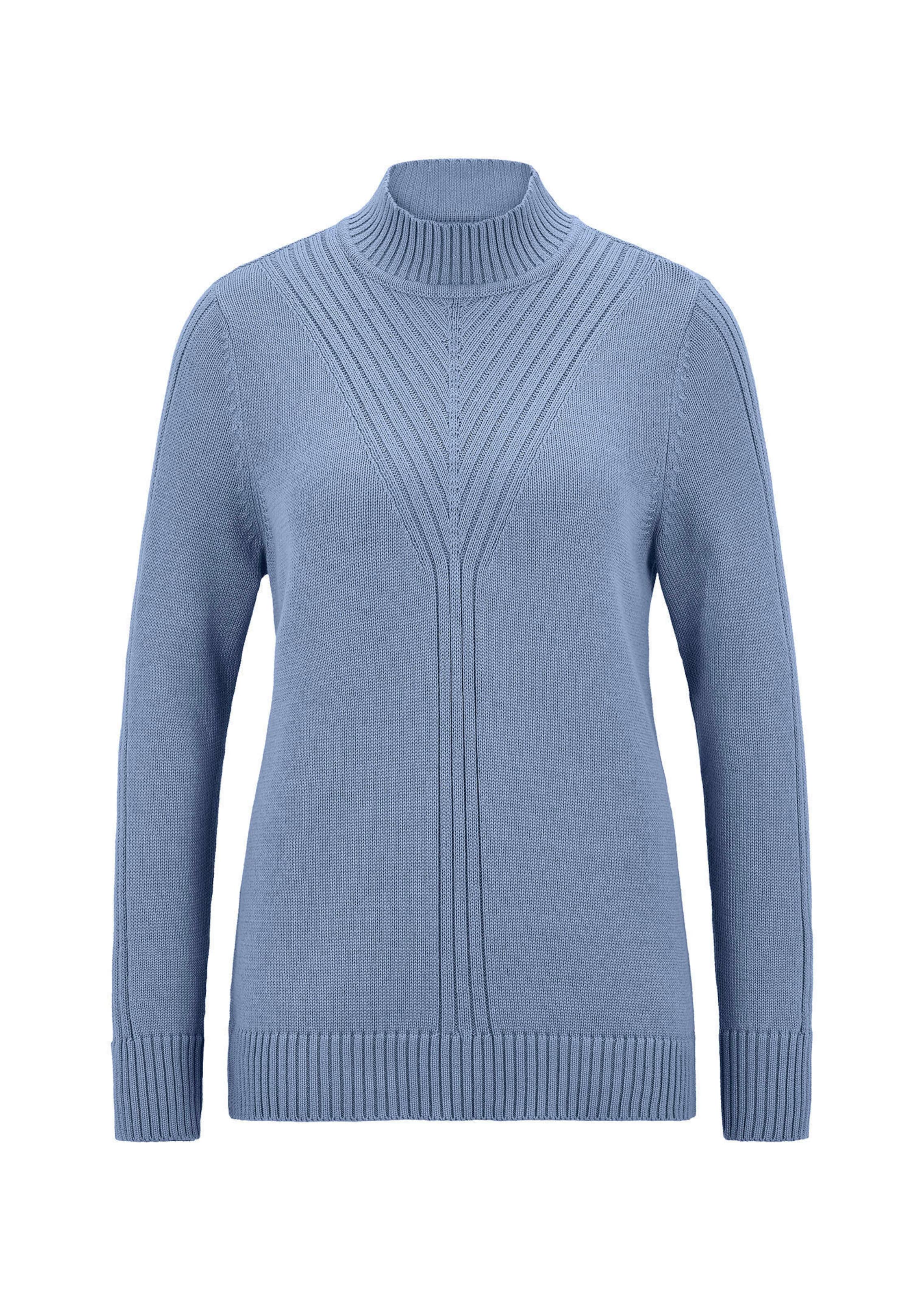 Strickpullover mit Stehkragen und Rippenmuster