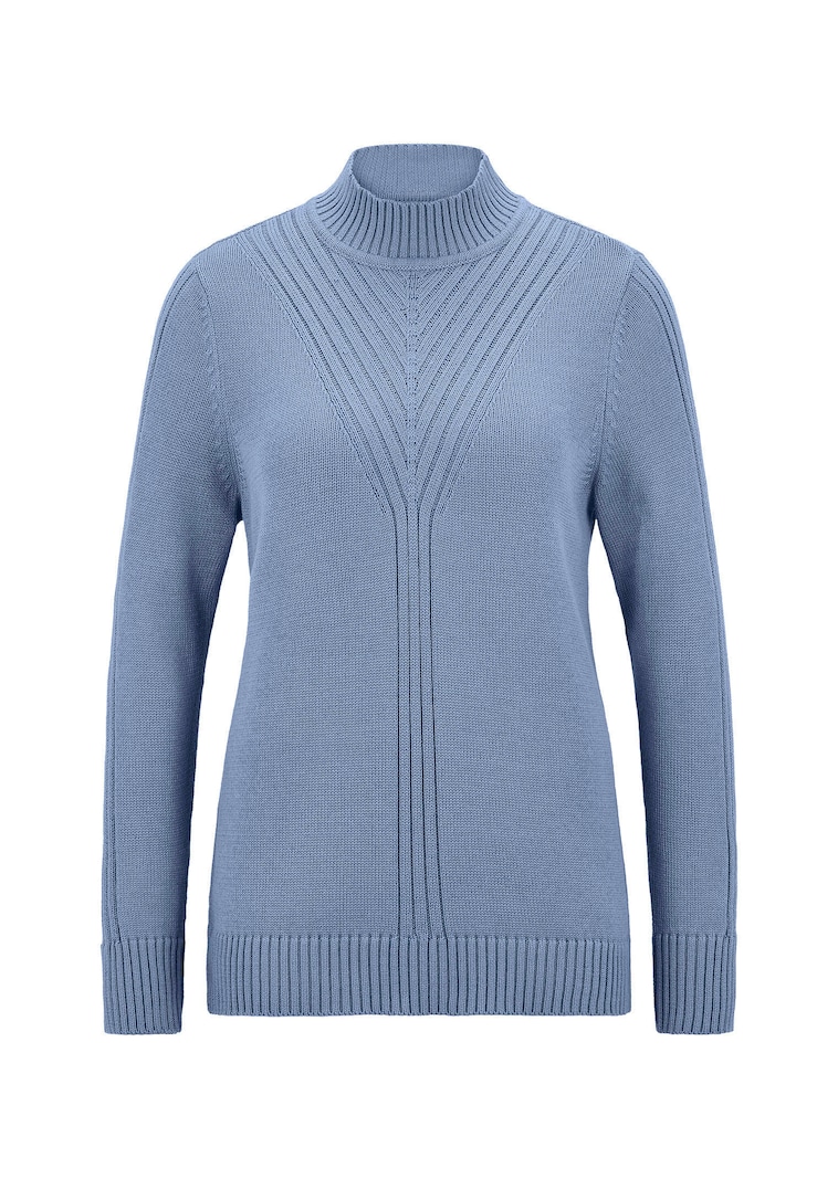 Pull en tricot avec col montant et motif côtelé