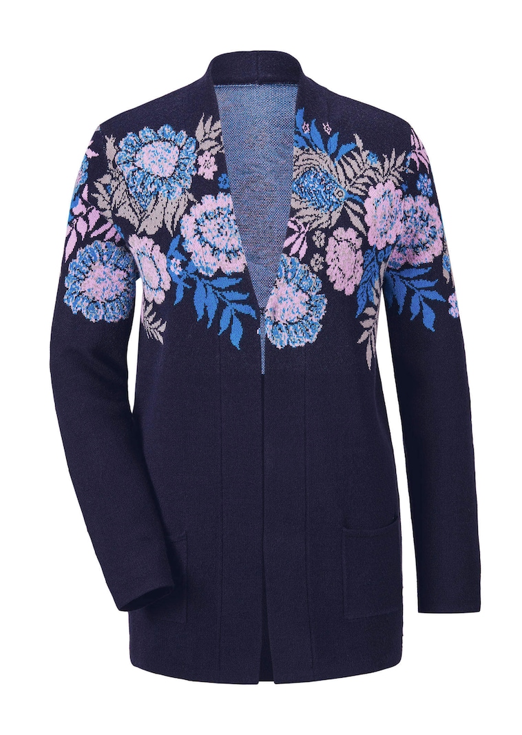Strickjacke mit floralem Jacquardmuster