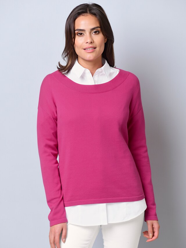 Pullover mit breitem Beleg am Ausschnitt