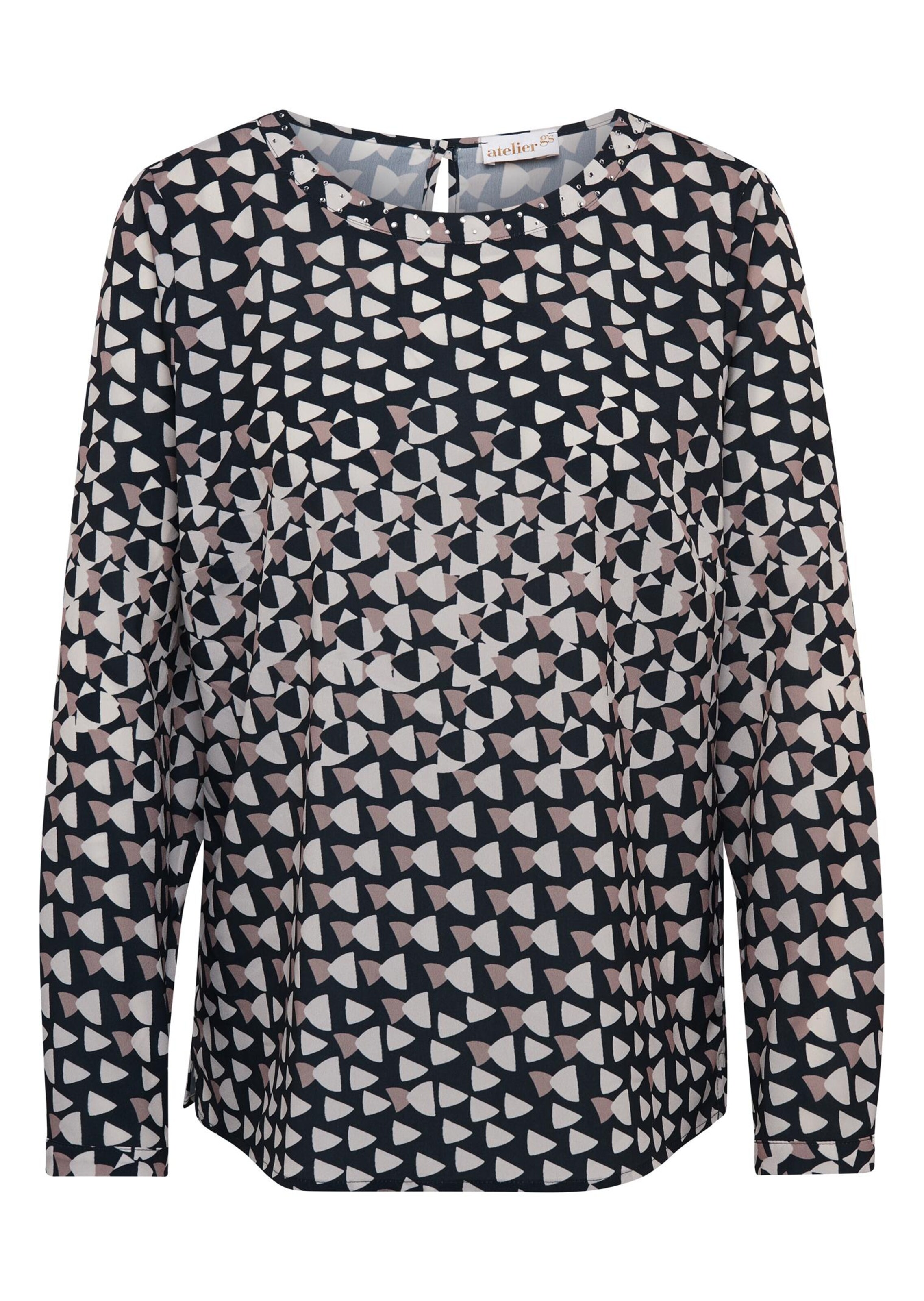 Chemisier imprimé légèrement brillant - noir / taupe / à motifs - Gr. 54 de Goldner Fashion